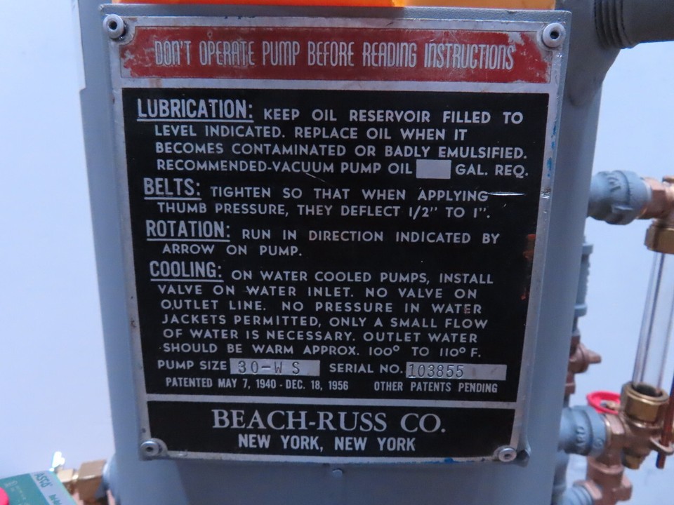Beach Russ 30WS Seal Oil Vacuum Pump eBay