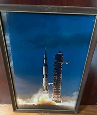 1969 NASA MSFC Apollo 8 Lithograph Print - Framed under glass 14" x 20"