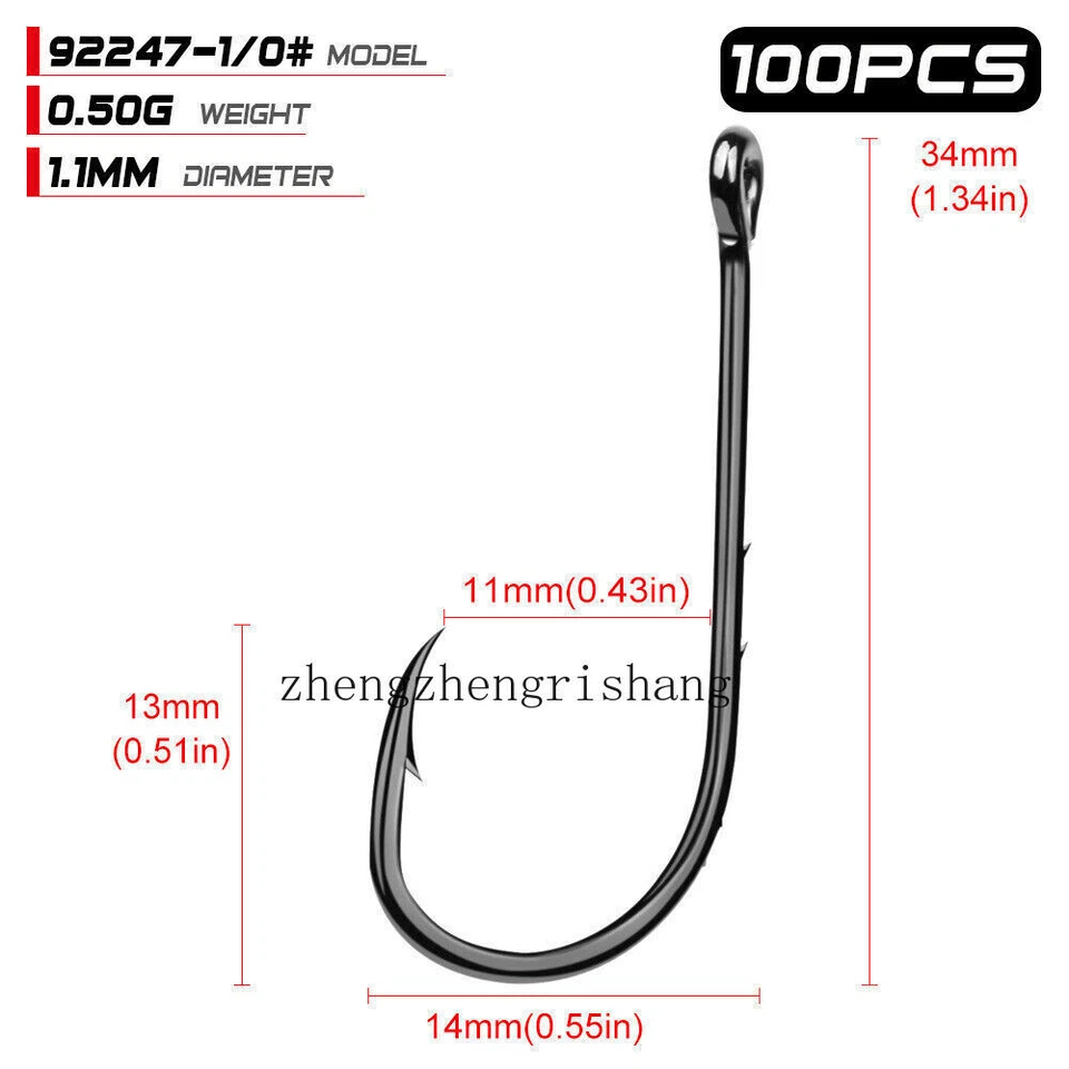 100pcs Fishing Hook 1#-6/0# Fish Hook Baitholder Jig Big High Carbon Steel Hooks - Image 3 of 4