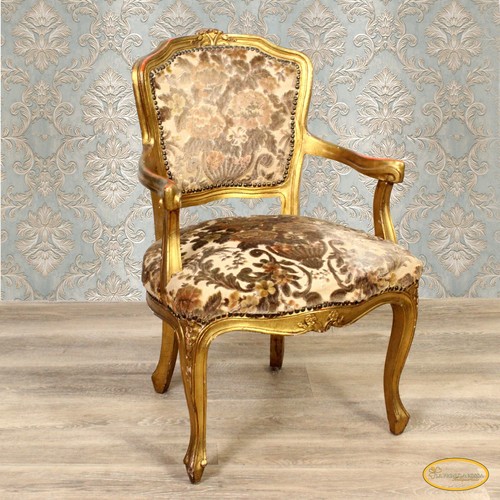 Antica sedia con braccioli poltroncina in legno oro stile Luigi XVI Barocco  | eBay