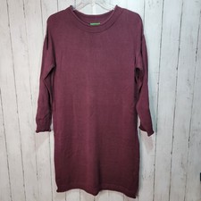 NWT DIP Women's Maroon Long Sleeve Knit Sweater Dress Size XL Cotton Blend