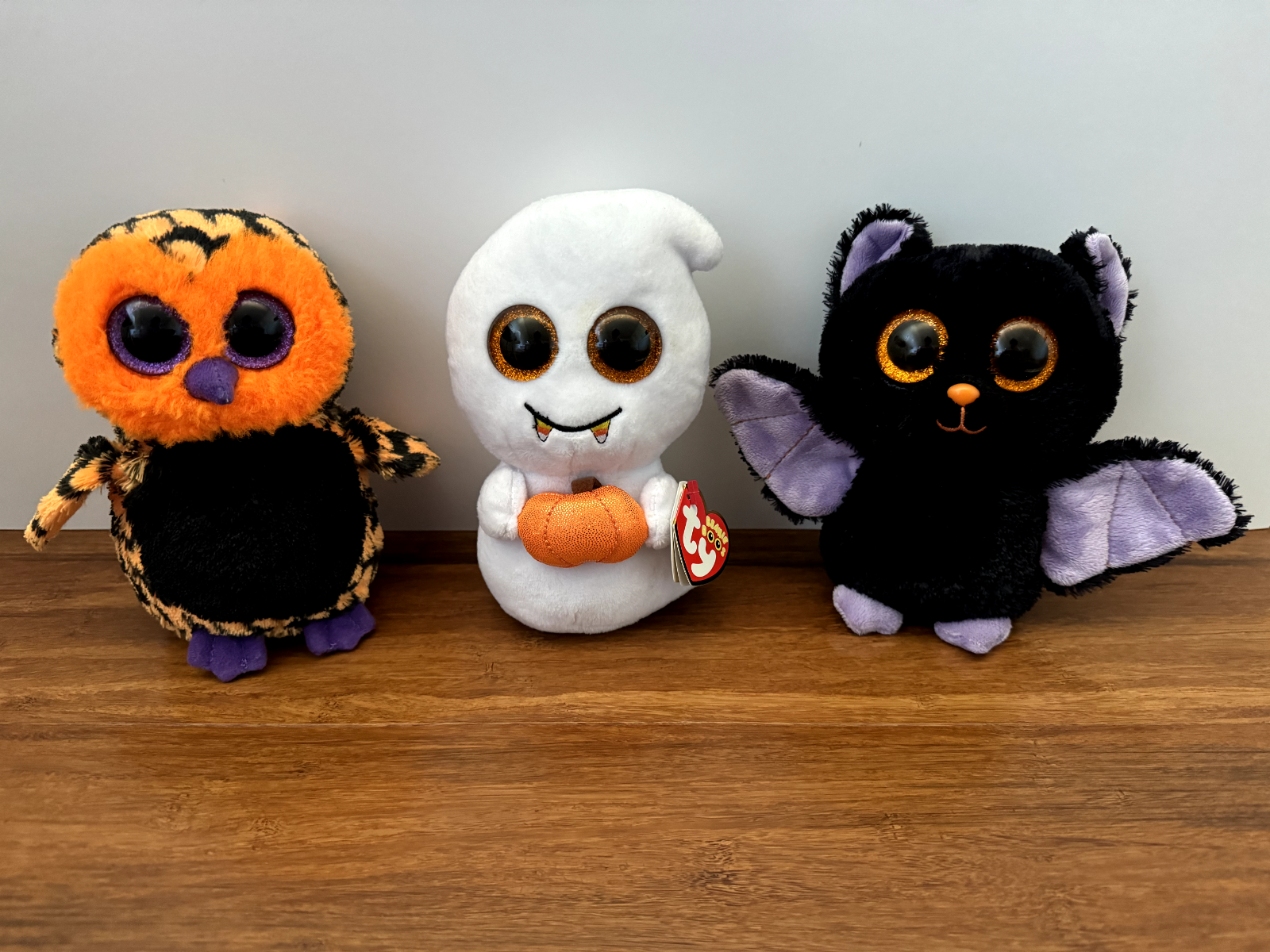 TY Beanie Boos Halloween Lot of 3 Owl Ghost Bat Haunt Scream Swoops