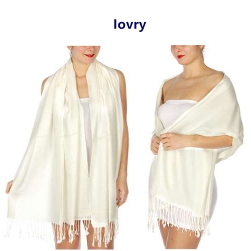 2PLY Long 78X28 Solid Silky Pashmina Shawl Wrap Stole Wool Feel Scarf - Picture 12 of 40