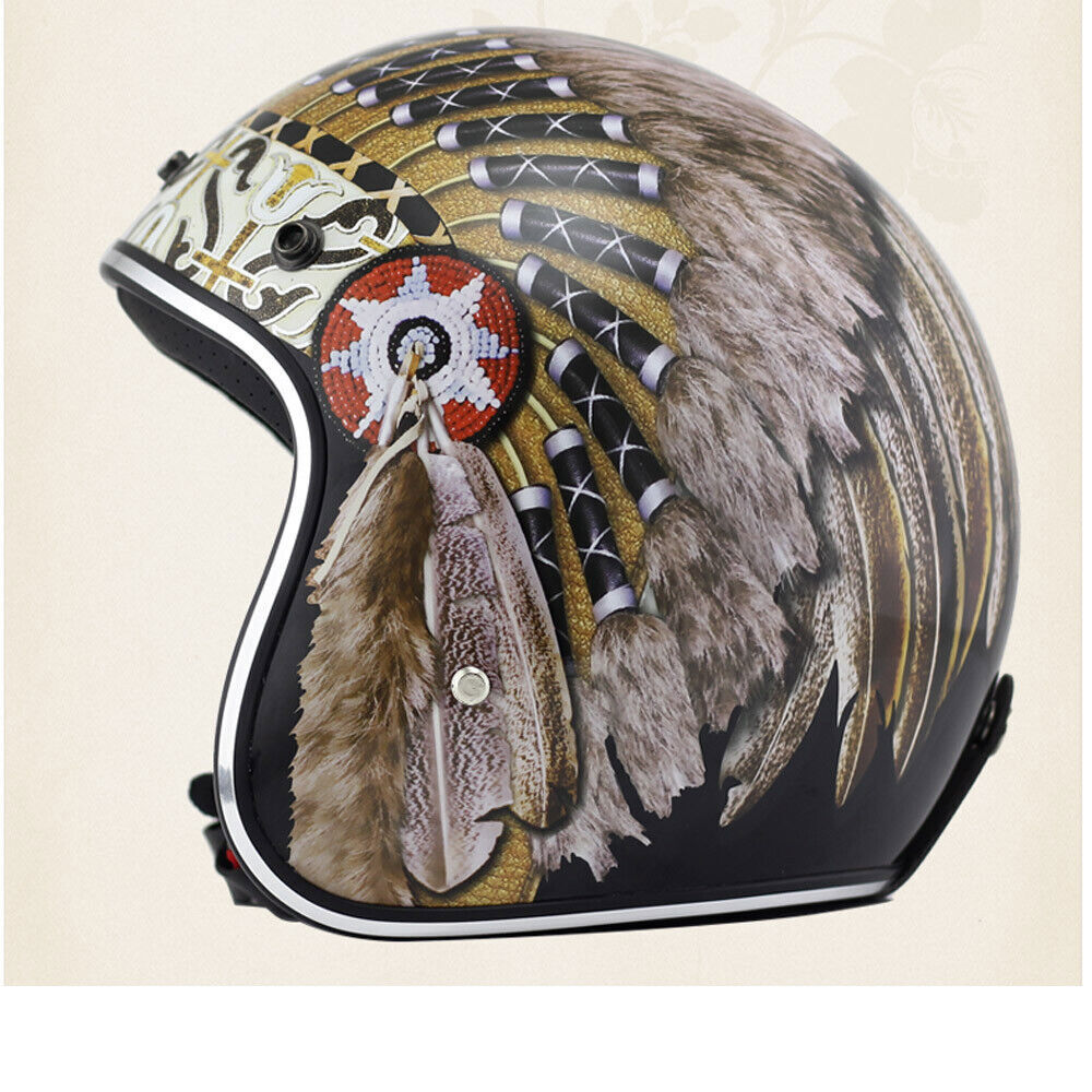 3/4 Open Face Motorcycle -Helmen, Retro Vintage Bromfietshelm Met Vizier, Halve Helmmotorhelmen Voor Volwassen Vrouwelijke Mannen Voor Bromfiets