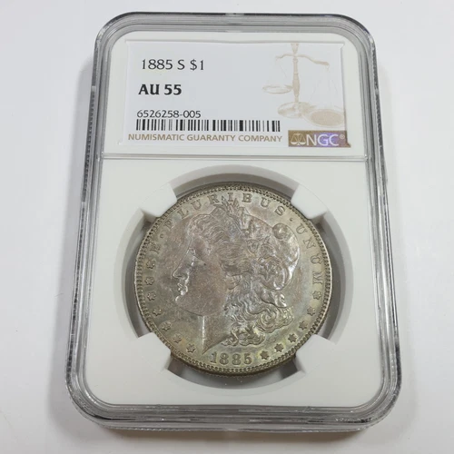 1885 S NGC AU55 - Toned Silver Morgan Dollar $1 US Coin #54295A
