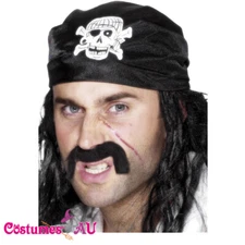 Mens Pirate Skull Bandana Adult Crossbone Hat Cap Headwear Book Week Costume
