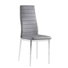 Grey Leather Chairs Dining Kitchen Table Chairs with Chrome Legs x 6