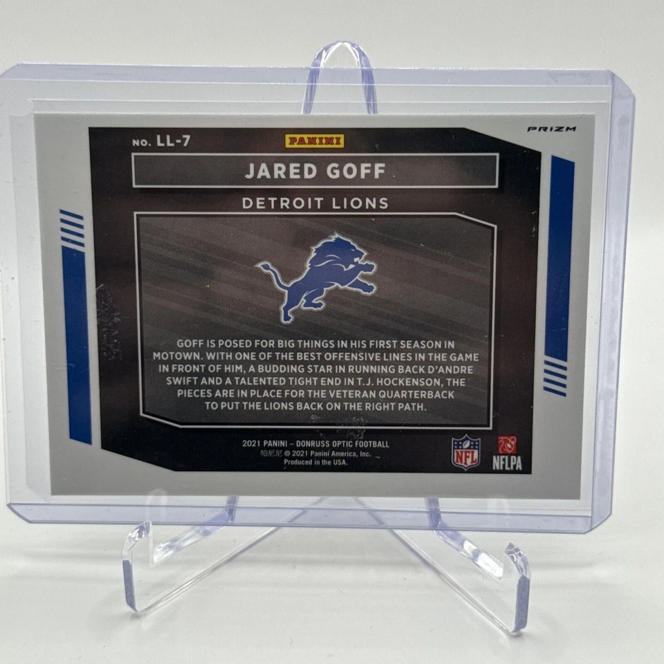 2021 Donruss Optic Jared Goff Legendary Logos #LL-7 Silver Holo Prizm - Image 4 of 4