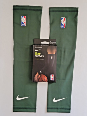 Nike Elite NBA Basketball Arm Sleeves Green CT3750-355 Milwaukee Bucks Size XL