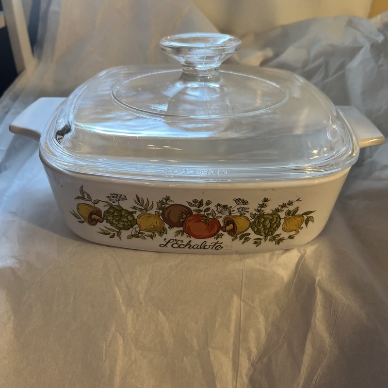 Vtg Corning Ware Loaf Casserole W/Lid 1 QT, A-1-B Numbered 28 "Spice of Life