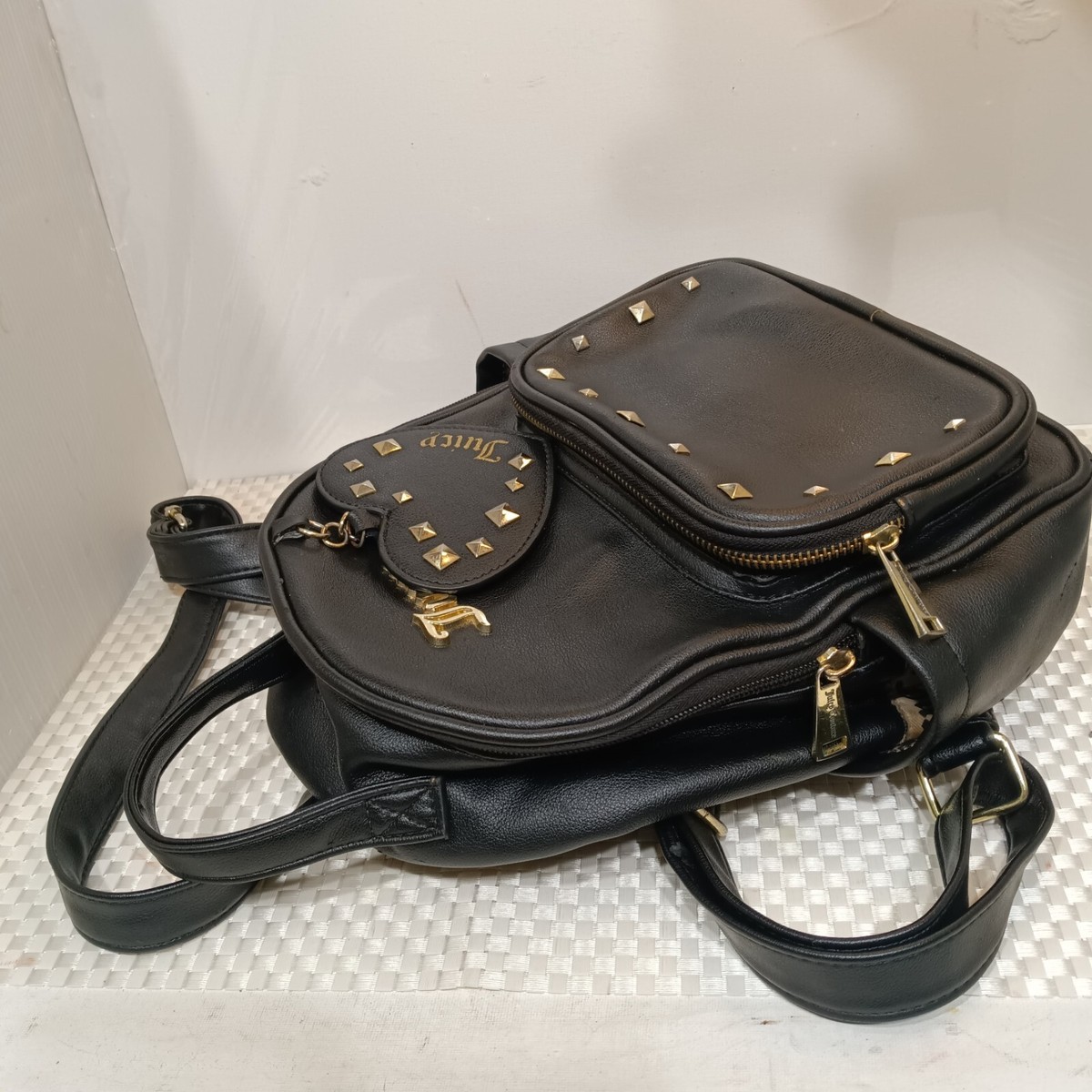 Juicy Couture Designer Black Studded Heart Zip Backpack  display picture 2