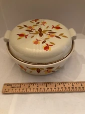 Hall China jewell autumn leaves Casserole serving bowl with lid vintage
