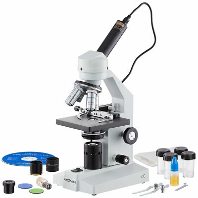 AmScope 40X-2000X Verbindung Mikroskop W USB Digitalkamera Mech Stage Mehrzweck