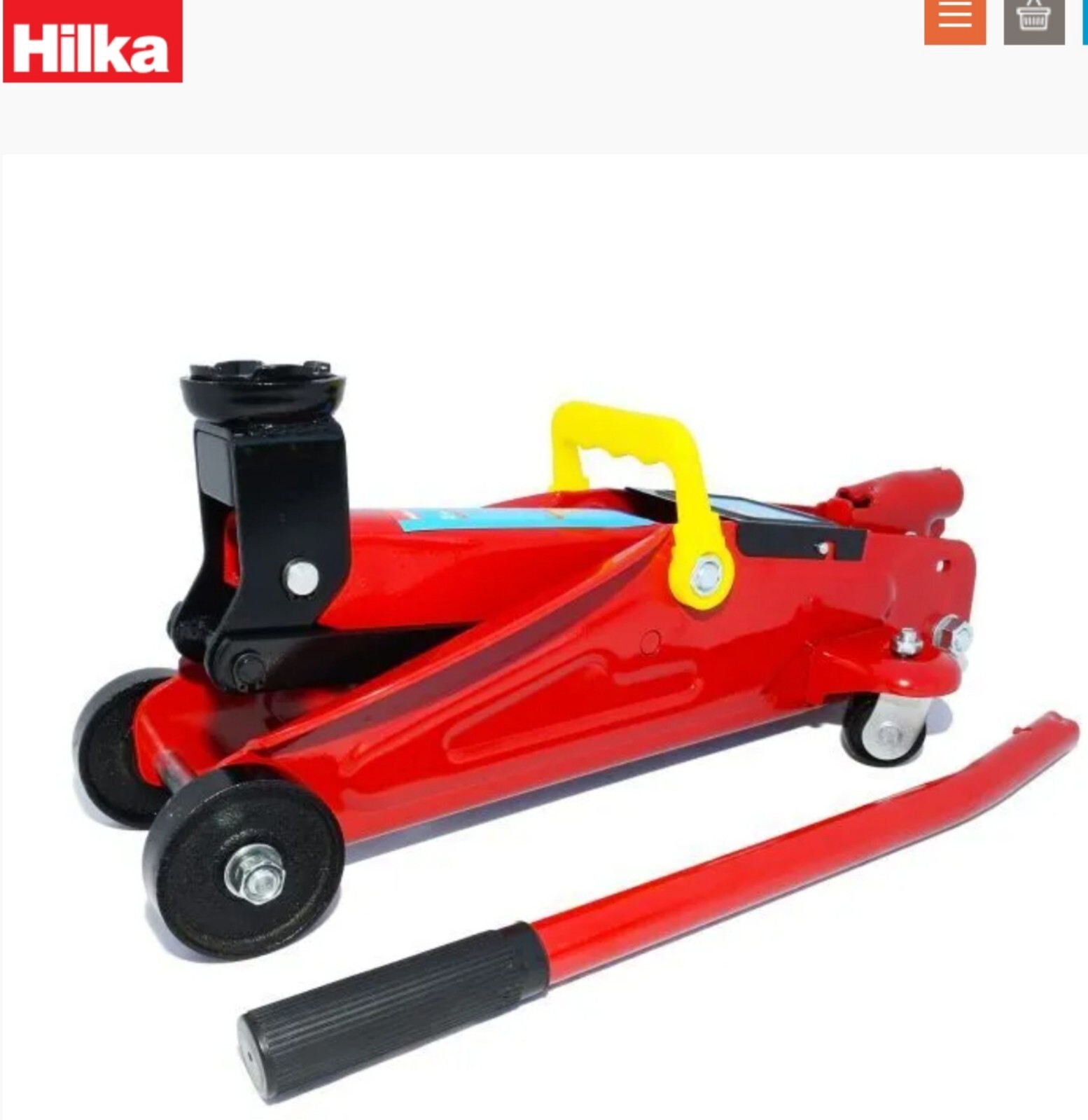Hilka 2 Tonne Trolley Jack Kit 2 x Axle Stands + 2 x Wheel Chocks Car