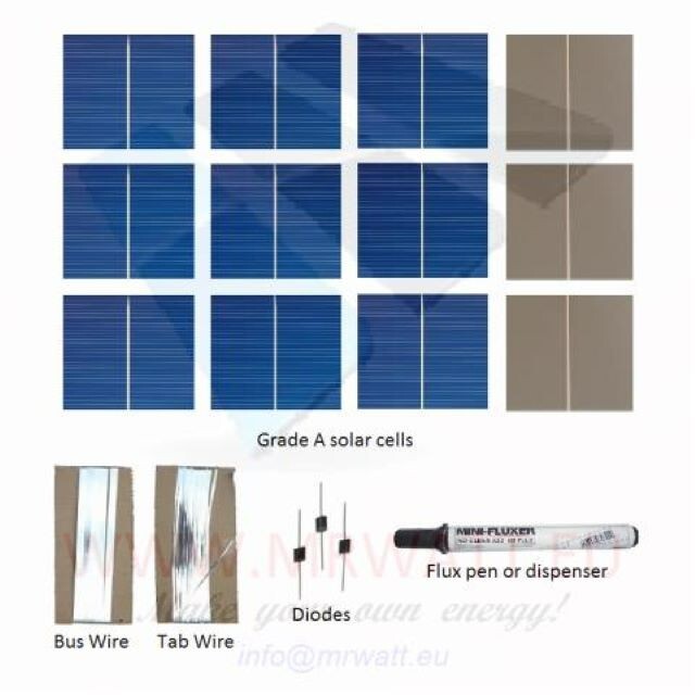 KIT fotovoltaico 18W da 36 celle solari policristalline 2X2 pollici (52X52 mm)