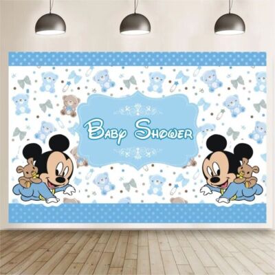 Cartoon Mickey Mouse Backdrop Baby Shower Party Home Studio Photo Background