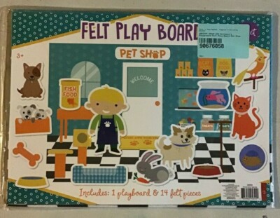 Children's Felt Play Board - Furry Friends - Design a Pet Shop - NEW