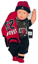 AIR JORDAN Baby Boy 5-Pc GIFT SET: Bodysuits, Shorts ,Cap & Booties 6-12 Months.