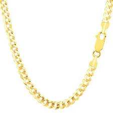 10k Yellow Real Gold Comfort Curb Chain Necklace, 4.7mm, 20"