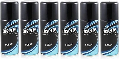 Insette Deodorant Body Spray Ocean Mens 150ml x 6