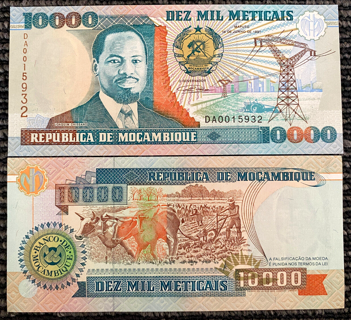 存覚　顕名鈔 Mozambique 10000 Meticais 1991 Banknote World Paper Money UNC Bill