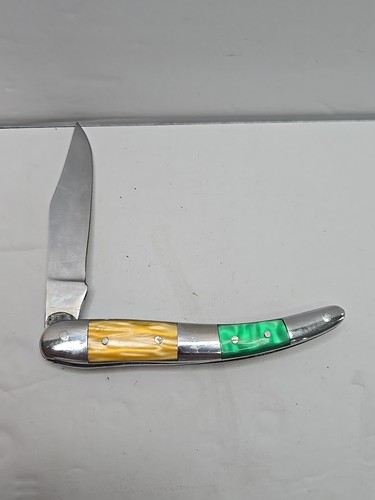 Pakistan Pocket Knife Colorful Inlays Stainless Steel Blade 3 3/4 Inches - Picture 7 of 12