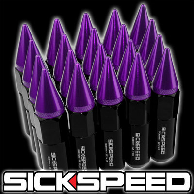 SICKSPEED 20 PC BLACK/PURPLE SPIKED ALUMINUM 60MM LUG NUTS WHEELS 12X1.5 N17