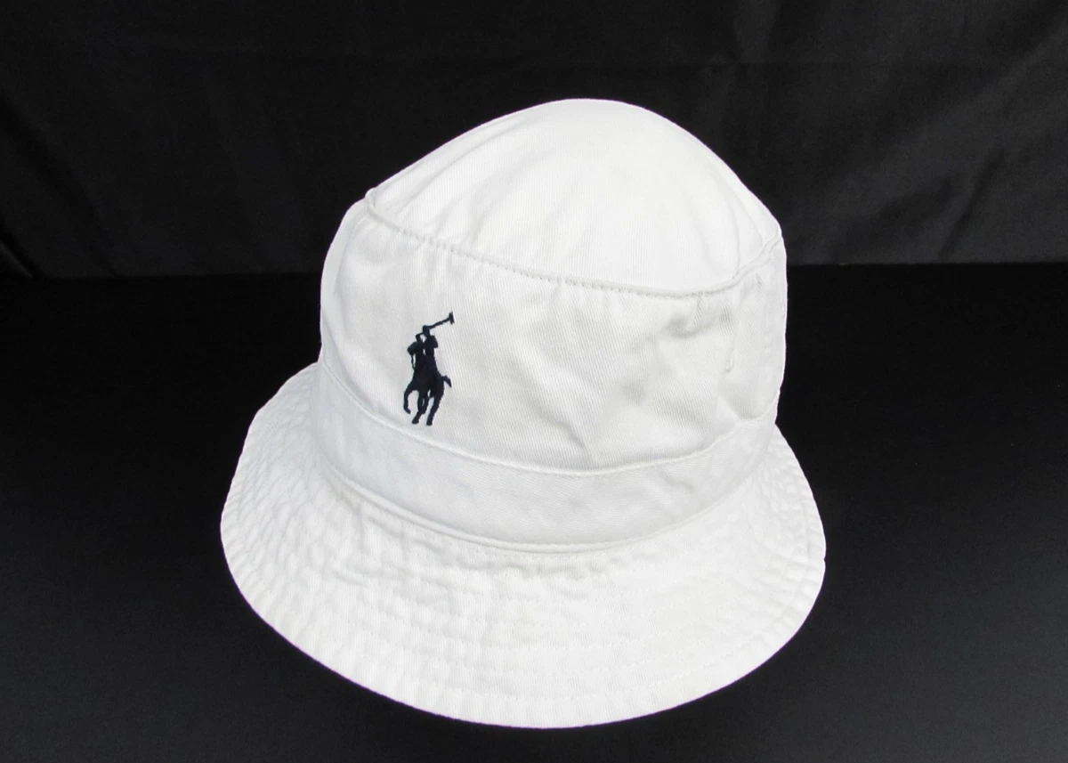 Vintage Polo Ralph Lauren Bucket Hat Mens Small White Twill Pony Made In USA NWT Polo Ralph Lauren White BEACH CLUB BEAR Cotton Twill  main image 3