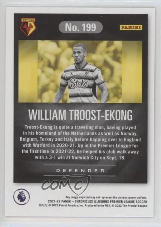 2021-22 Chronicles Base Premier League Illusions William Troost-Ekong Rookie RC - Image 2 of 2