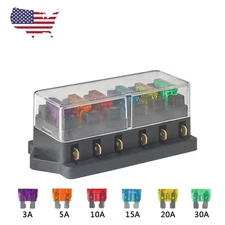6 Way Car Circuit Standard Blade Fuse Box Block Holder Fuse For Motorcycles