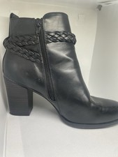 American Eagle Ankle Boots Black Size 9 3inch Heel Braided Strap