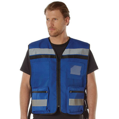 Blue Emergency Rescue Vest High Visibility Safety Hi-Vis Reflective EMS EMT