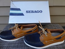 Sebago Docksides Boat Shoes Womens 8M Blue Brown Leather Dock Soleil B52122