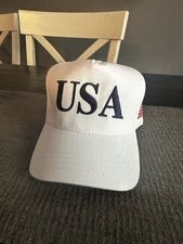 Authentic RARE Donald Trump USA 45-47 White/navy Hat Official Cap Cali Fame