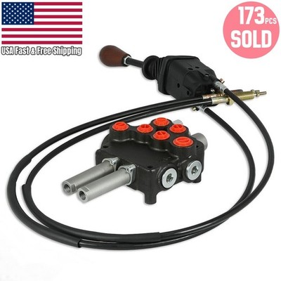Remote Control Valve 2 Spool Valve 80lpm/ 21gpm + Cables + Joystick New