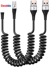 USB C Cable Fast Charging, 2Pack 3Ft Coiled USB a to Type C Charge Cord for Car,