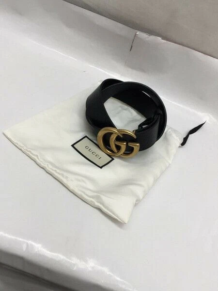GUCCI GG Marmont двойной G пряжка кожаный черный ремень 406831 размер 85-34 логотип Gucci - Изображение 2 из 4