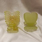 Lot of 2 Carnival Glass and Possibly Uranium Toothpick Holders VTG