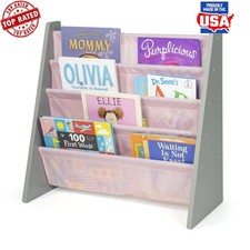 Librería Infantil con 4 Estantes Organizador de Libros Madera de Ingeniería Resistente Hogar Rosa Nueva