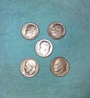 5 denver mint roosevelt 90% silver dimes 1957 59 61 63 64