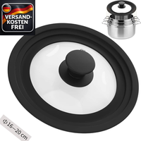 Universaldeckel FüR Pfannen & TöPfe 16-20 Cm HitzebestäNdig Glas & Silikon
