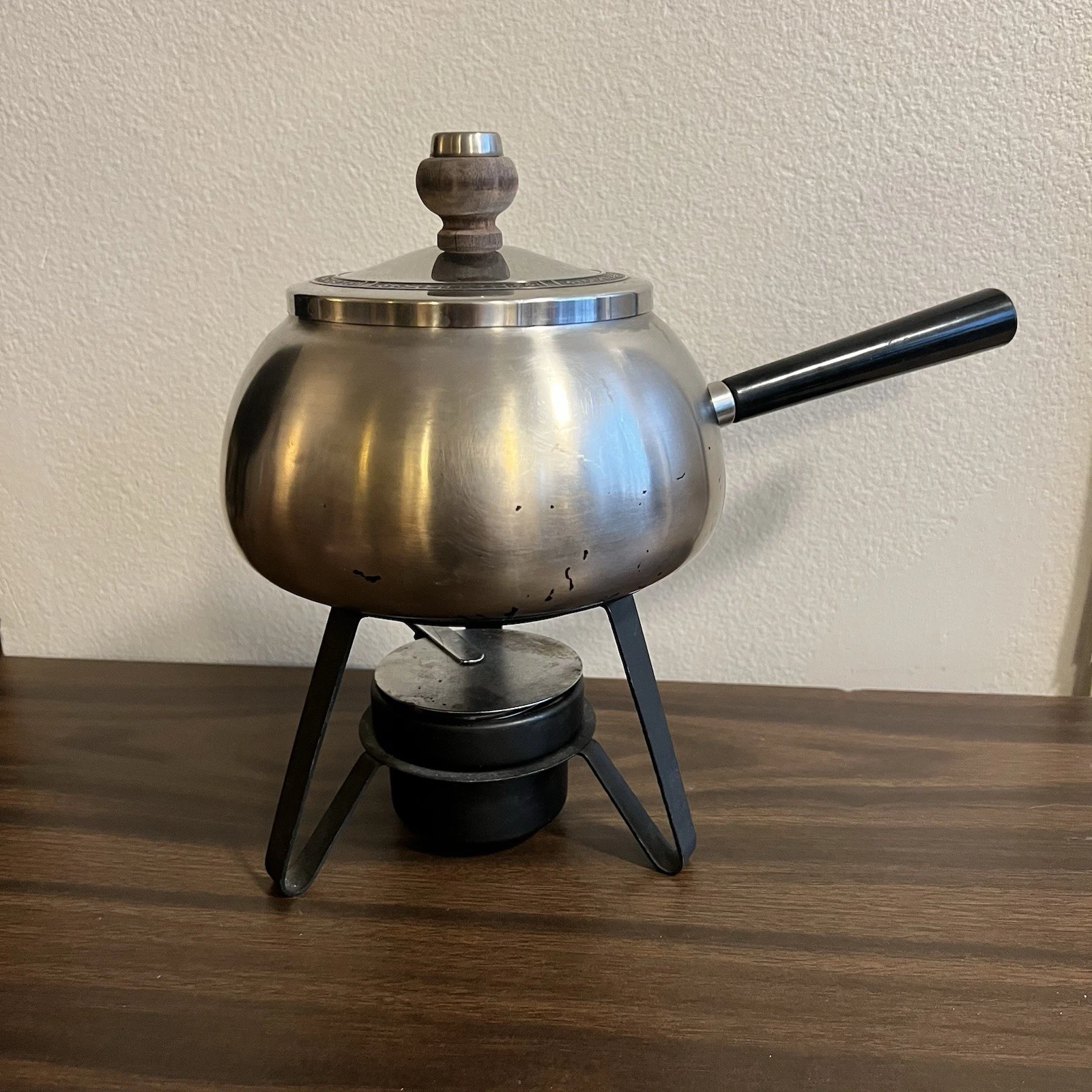 vintage Mid-Century Modern stainless steel fondue set
Opens in a new window or tab