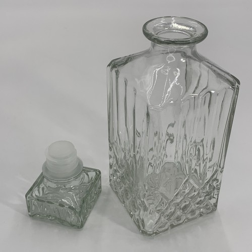 Decanter Whisky Vintage Vetro Pressato Starburst Tappo Quadrato 9” Barware - Foto 7 di 9