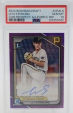 2024 Bowman Draft Chrome #CPA-LS Levi Sterling 1st Auto Purple Ref #/250 PSA 10