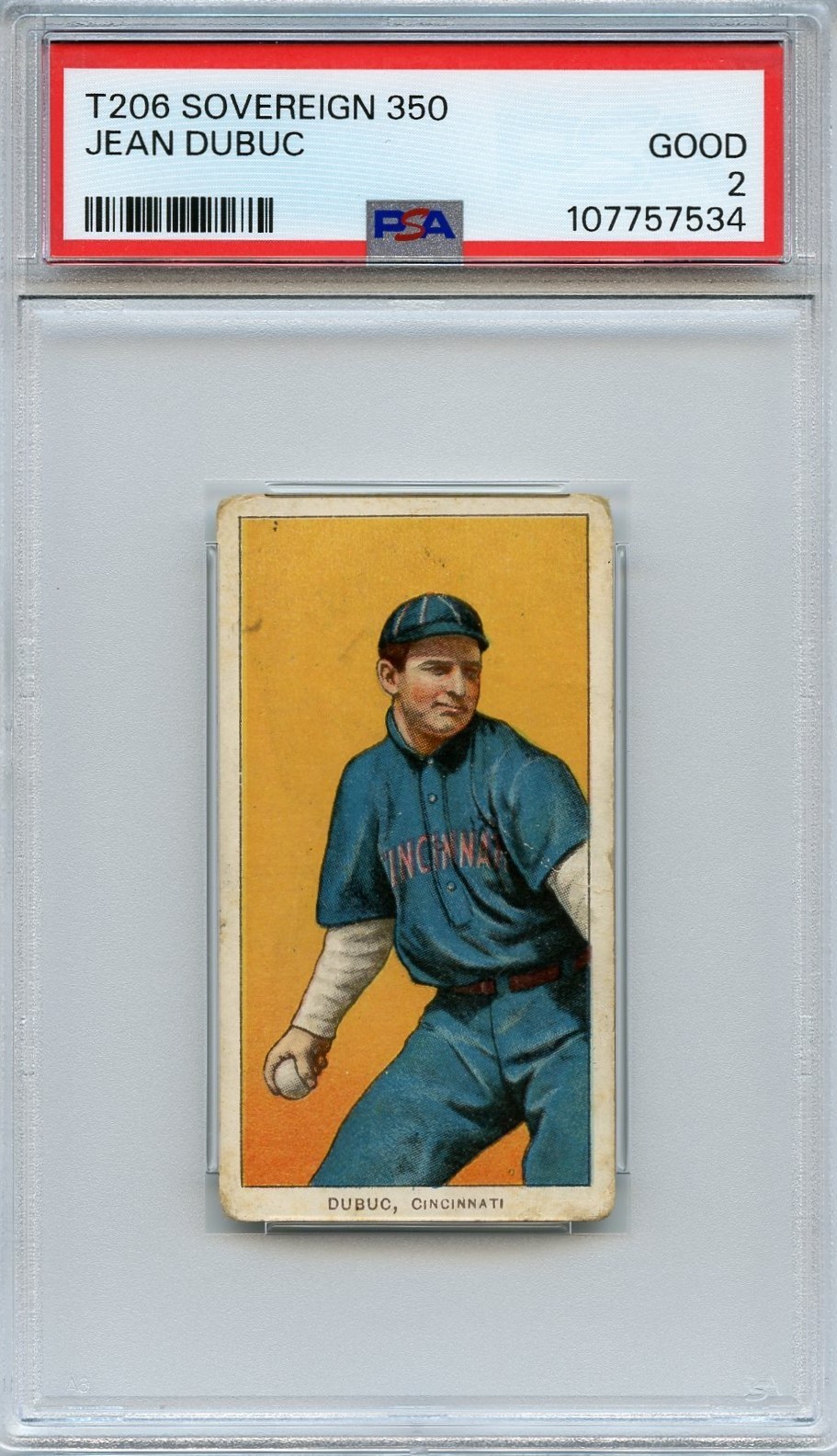 t206 Sovereign 350 Jean Dubuc PSA 2 Good 1909-11 Early Baseball Card Old