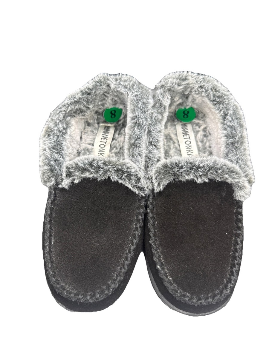 Minnetonka Men’s sz 15 slippers. Suede, rubber sole, Fur lined. good condition Mens Minnetonka Sheepskin Hardsole Slipper - Golden Tan  main image 3
