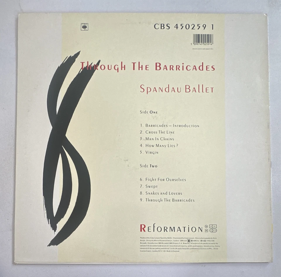 Spandau Ballet - Through The Barricades Lp Vinyl Record EX / VG+ - Image 3 of 4