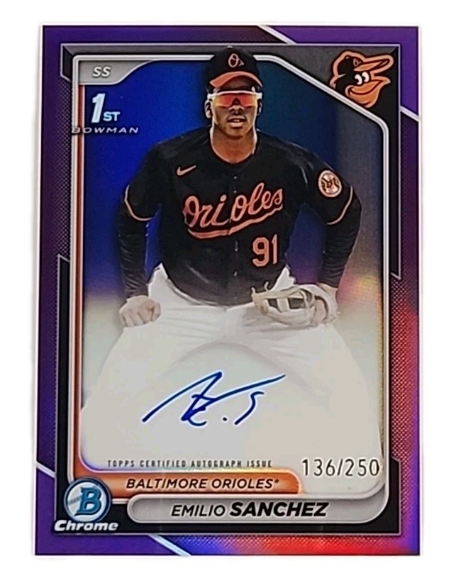 2024 Bowman Chrome 1st Autograph Purple /250 #CPA-ES Emilio Sanchez (RC) ORIOLES