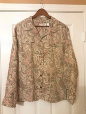 Alfred Dunner Woman Paisley Jacket  SIZE 20W  Tan With Pinks, Greens EXC