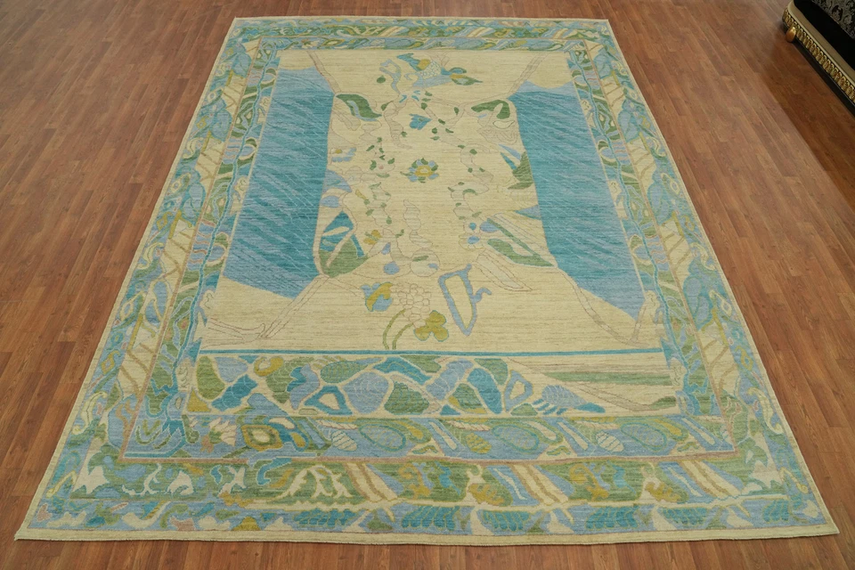 Transitional Handmade Oushak Turkish Area Rug 9x12 Vegetable Dye Wool Carpet - Image 2 of 4